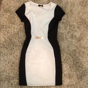 Love J Black and white belted dress